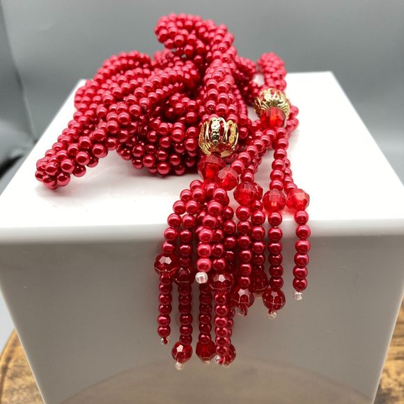 Crocheted Seed Pearls Rope Lariat, Elegant Flapper Sautoir, Vintage Necklace - Picture 3 of 5